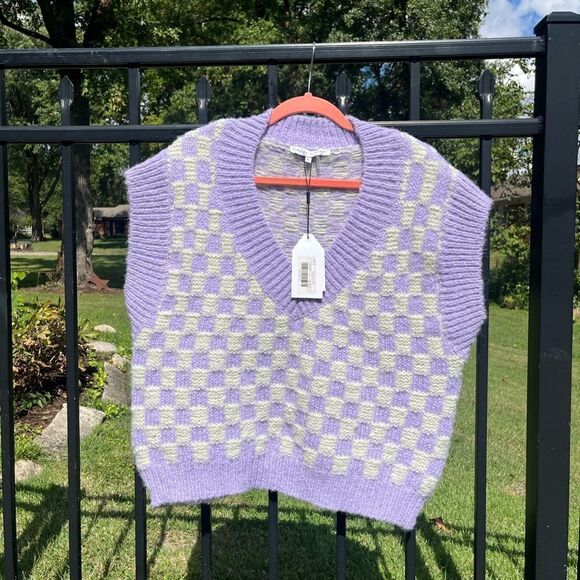 English Factory Checker Knit Vest NWT - Picture 4 of 8